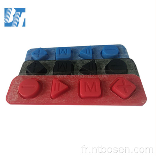 Couleur personnalisée 5 touches Boutons en silicone avant auto-adhésif sans fonction conducteur